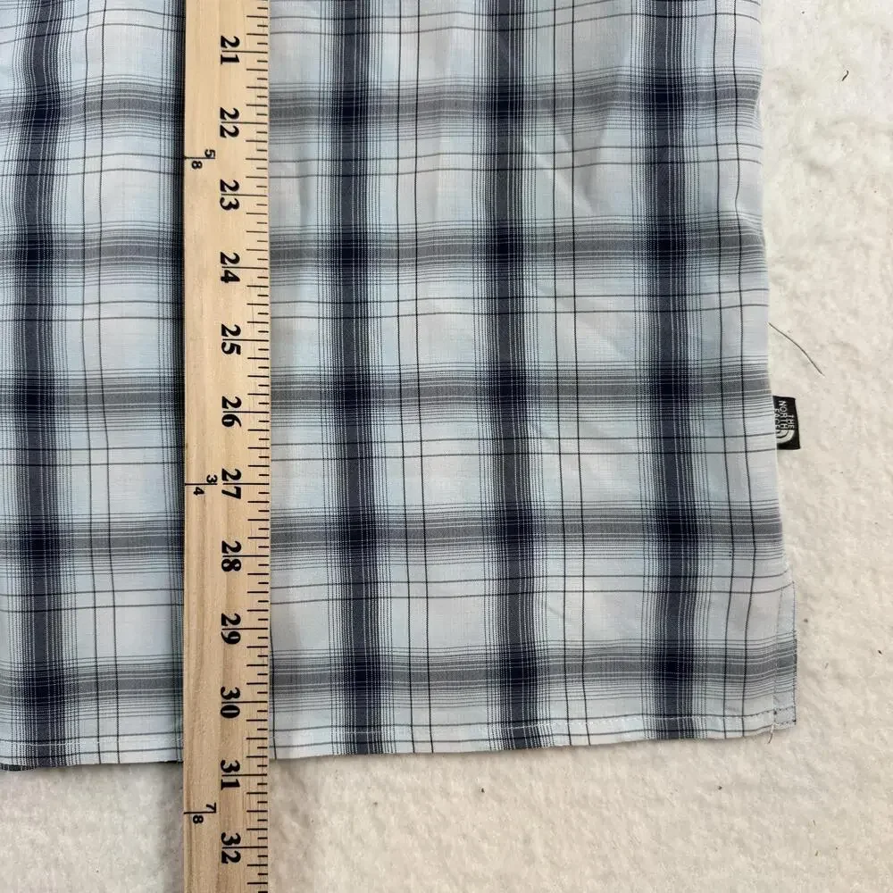 The North Face Shirt Mens Size XL Blue Plaid Short Sleeve Button Up Outdoor